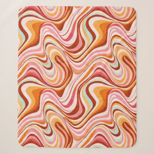 Groovy Retro Waves - Warm Psychedelic Swirls Sherpa Blanket