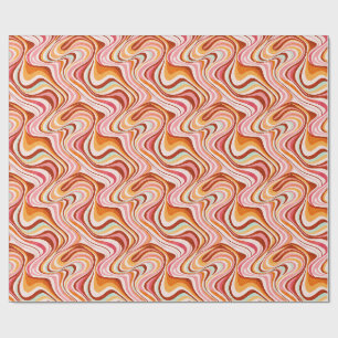 Groovy Retro Waves - Warm Psychedelic Swirls Wrapping Paper