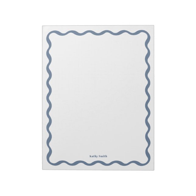 Groovy Retro Wavy Blue Personalised Stationery Notepad (Rotated)