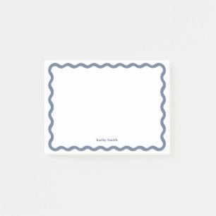 Groovy Retro Wavy Blue Personalised Stationery Post-it Notes