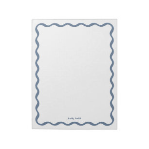 Groovy Retro Wavy Blue Personalized Stationery Notepad