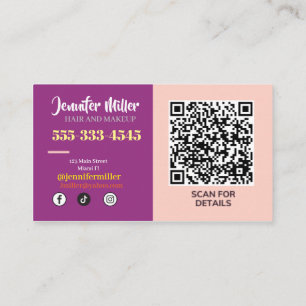 Groovy Retro Wavy Lines Social Media QR code Business Card