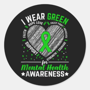 Groovy Ribbon Mental Health S Awareness Men Women Classic Round Sticker