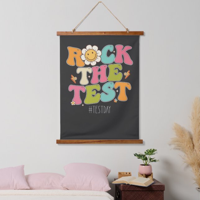 Groovy Rock The Test Motivational Testing Day Hanging Tapestry (Bedroom)