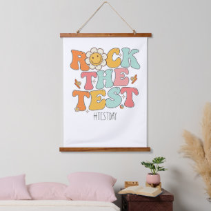 Groovy Rock The Test Motivational Testing Day Hanging Tapestry