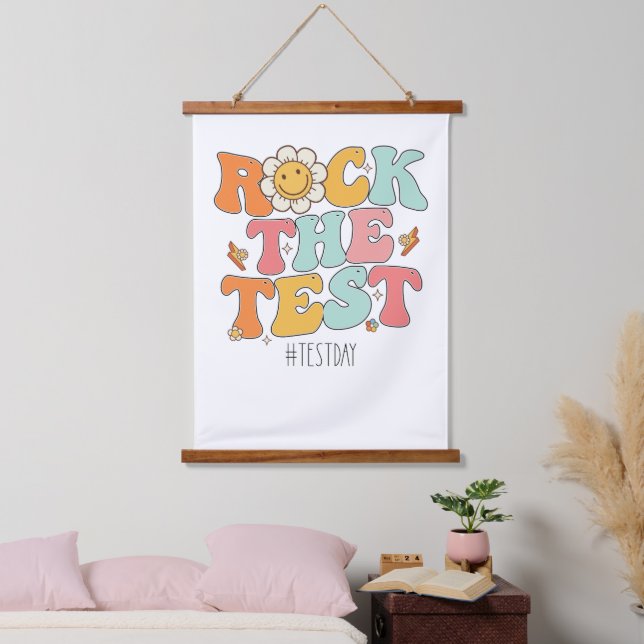 Groovy Rock The Test Motivational Testing Day Hanging Tapestry (Bedroom)