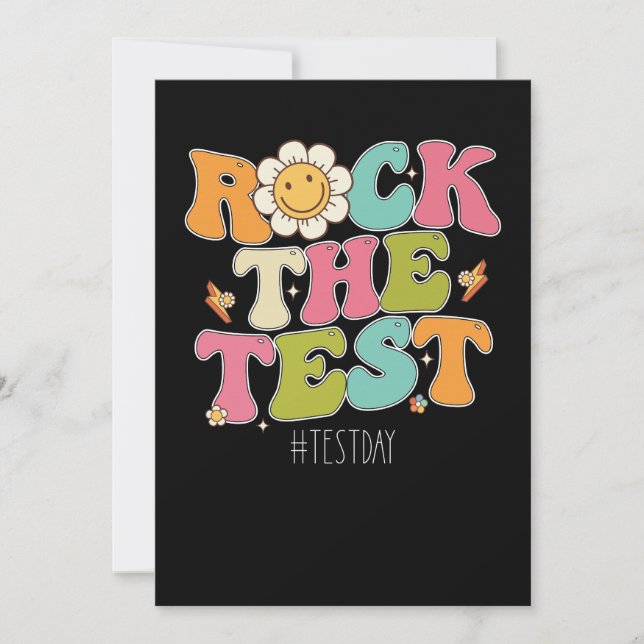 Groovy Rock The Test Motivational Testing Day Invitation (Front)