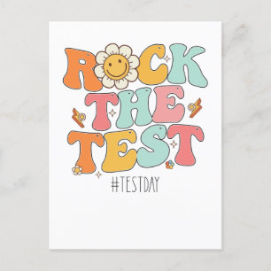 Groovy Rock The Test Motivational Testing Day Invitation Postcard