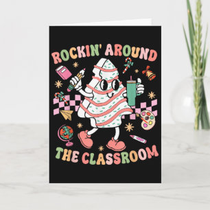 Groovy Rocking Around Clroom Teacher Christmas Tre Card