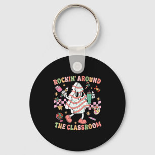 Groovy Rocking Around Clroom Teacher Christmas Tre Key Ring