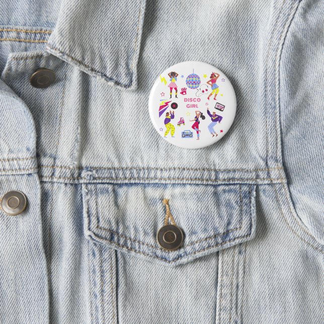 Groovy Roller Disco Lila Party Millennial Retro 6 Cm Round Badge (In Situ)