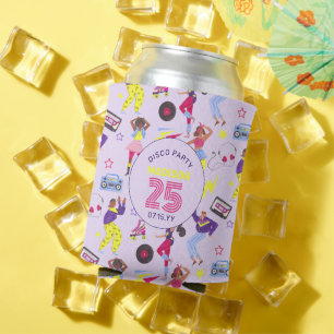 Groovy Roller Disco Lila Party Millennial Retro  Can Cooler