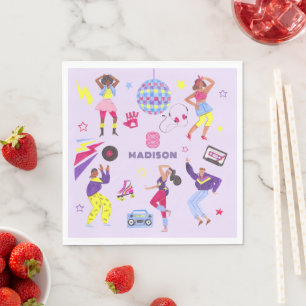 Groovy Roller Disco Party Retro 80s Discoball  Napkin
