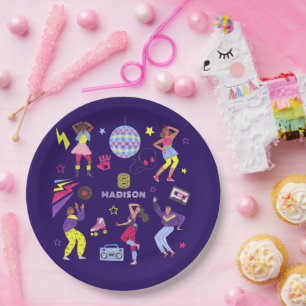 Groovy Roller Disco Party Retro 80s Discoball Paper Plate