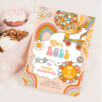 Groovy Roller Skate Retro 70s Rainbow Birthday