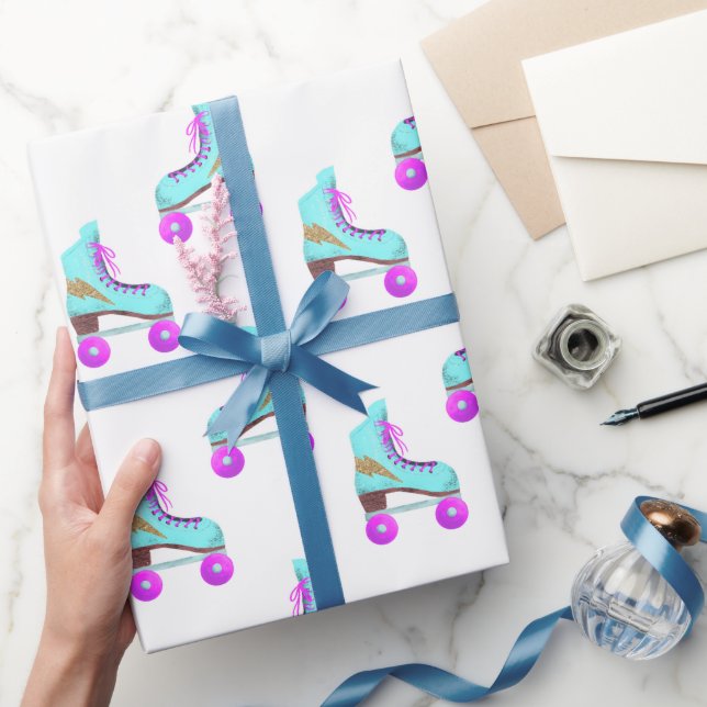 Groovy Roller Skates Pattern Wrapping Paper (Gifting)