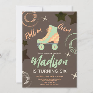 Groovy Roller Skates Rollerskating Birthday Party Invitation