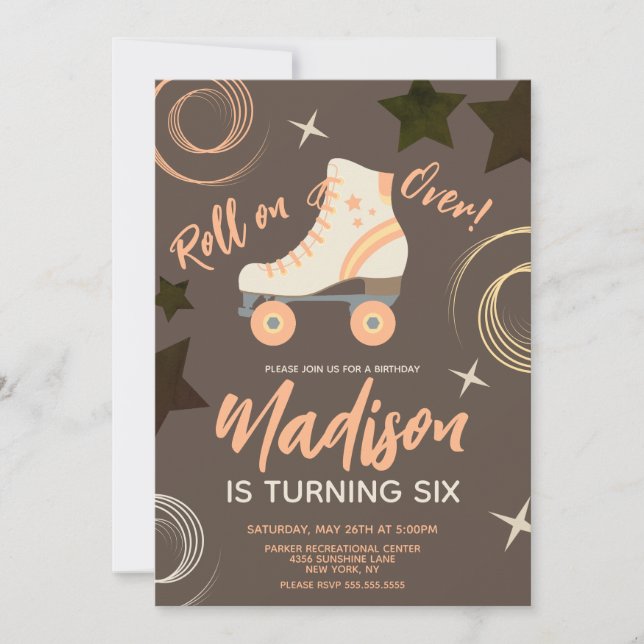 Groovy Roller Skates Rollerskating Invitation (Front)