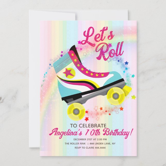 Groovy Roller Skating Birthday Invitation (Front)