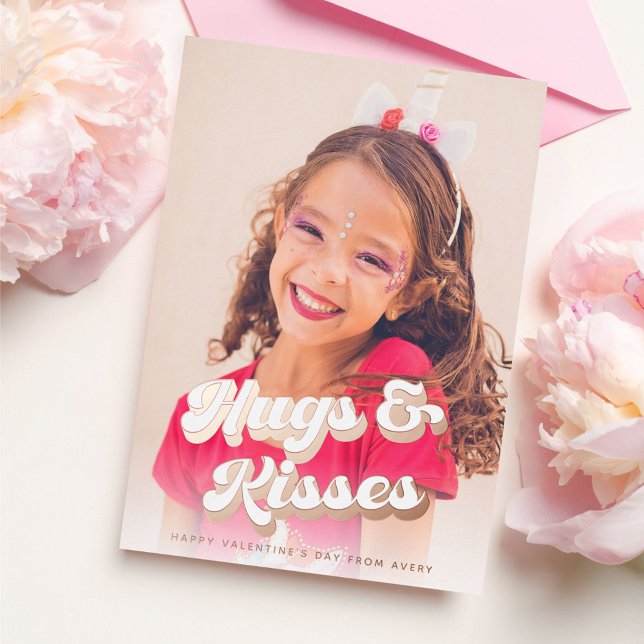 Groovy Rose Gold Valentine's Day Photo Card (Creator Uploaded)