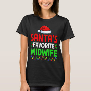 Groovy Santa's Favorite Midwife Nurse Christmas Sa T-Shirt