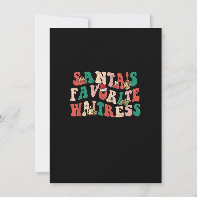 Groovy Santa's Favourite Waitress Merry Christmas  Invitation (Front)