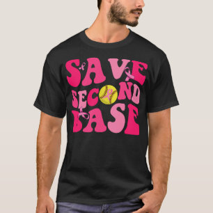 Groovy Save Second 2nd Base Funny Softball Breast T-Shirt