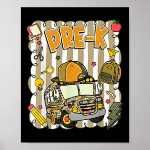 Groovy School Bus Camo Pre K Back To School Boys Poster