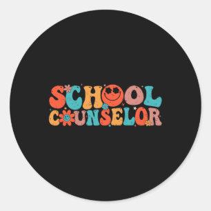 Groovy School Counsellor Ck To School Teacher Coun Classic Round Sticker