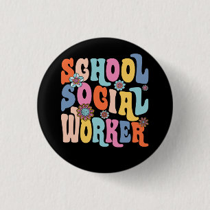 Groovy School Social Worker Coping Skills Back To 3 Cm Round Badge