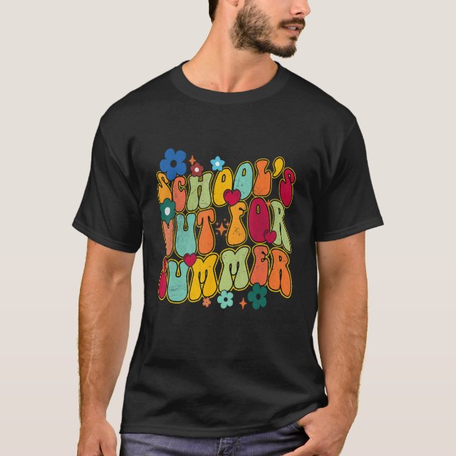 Groovy Schools Out for Summer Ladies Women Kids Te T-Shirt (Front)