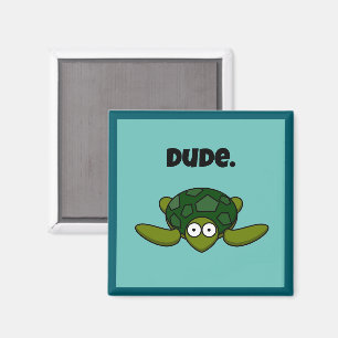 Groovy Sea Turtle Cartoon, Funny Ocean “Dude" Magnet