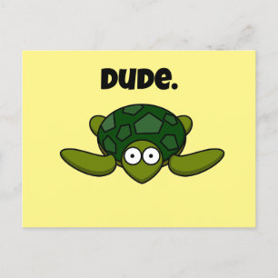 Groovy Sea Turtle Cartoon, Funny Ocean “Dude" Postcard