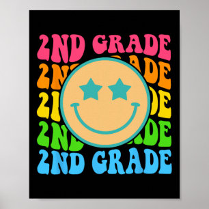 Groovy Second Grade Vibes Face Retro Teachers Byck Poster