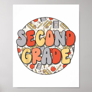 Groovy Second Grade Vibes Retro Teachers Kids Ck T Poster