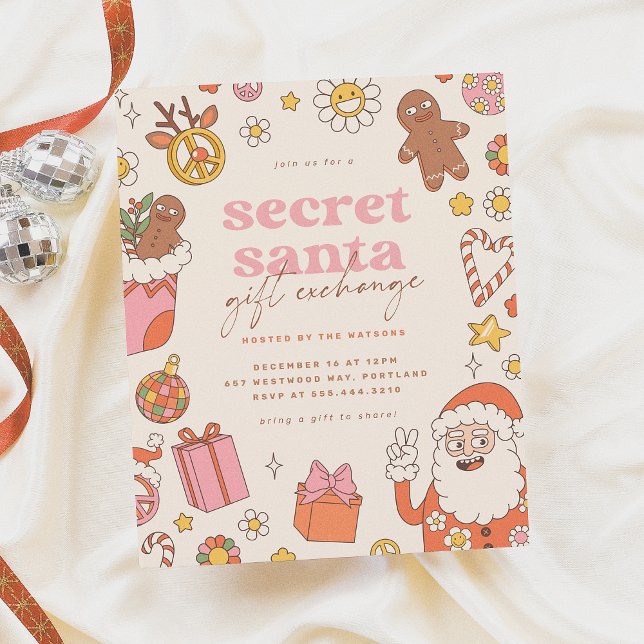 Groovy Secret Santa Retro Christmas Party Budget (Creator Uploaded)