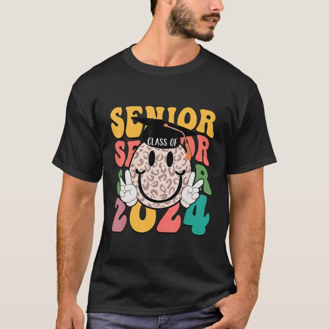 Groovy Senior 2024 Class Of 2024 Graduate Hippie H T-Shirt (Front)