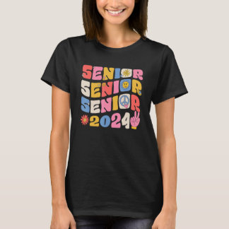 Groovy Senior 2024 Graduation Back To School Class T-Shirt