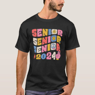 Groovy Senior 2024 Graduation Back To School Class T-Shirt