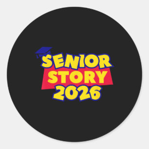 Groovy Senior 2026 Story Cl Of 2026 Graduation Sen Classic Round Sticker