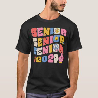 Groovy Senior 2029 Graduation Back To School Class T-Shirt
