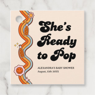 Groovy Shes Ready to Pop Persimmon Mustard Cream Favour Tags