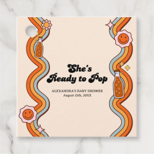 Groovy Shes Ready to Pop Persimmon Mustard Cream Favour Tags