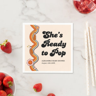 Groovy Shes Ready to Pop Persimmon Mustard Cream Napkin