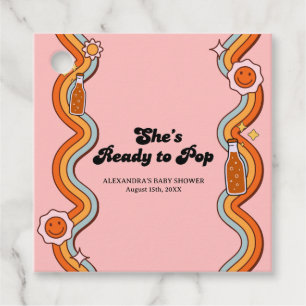 Groovy Shes Ready to Pop Retro Dusty Rose Favour Tags