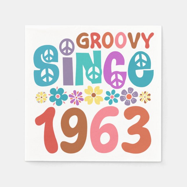 Groovy Since 1963 60th Birthday Napkin (Front)