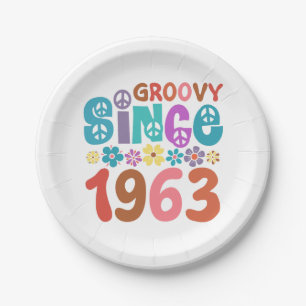 Groovy Since 1963 60th Birthday Paper Plate