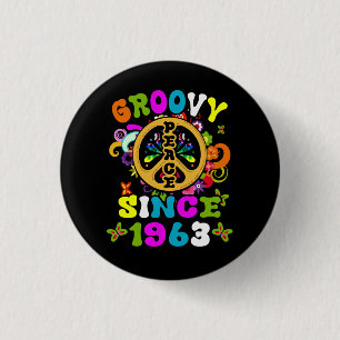 Groovy Since 1963 Peace 60th Birthday Party 60s 70 3 Cm Round Badge