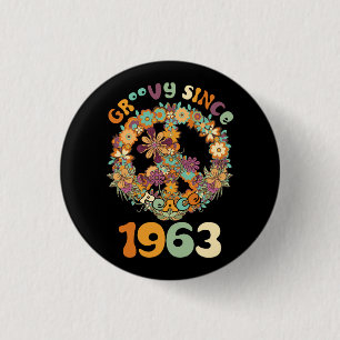 Groovy Since 1963 Peace For Vintage Birthday Party 3 Cm Round Badge