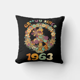 Groovy Since 1963 Peace For Vintage Birthday Party Cushion